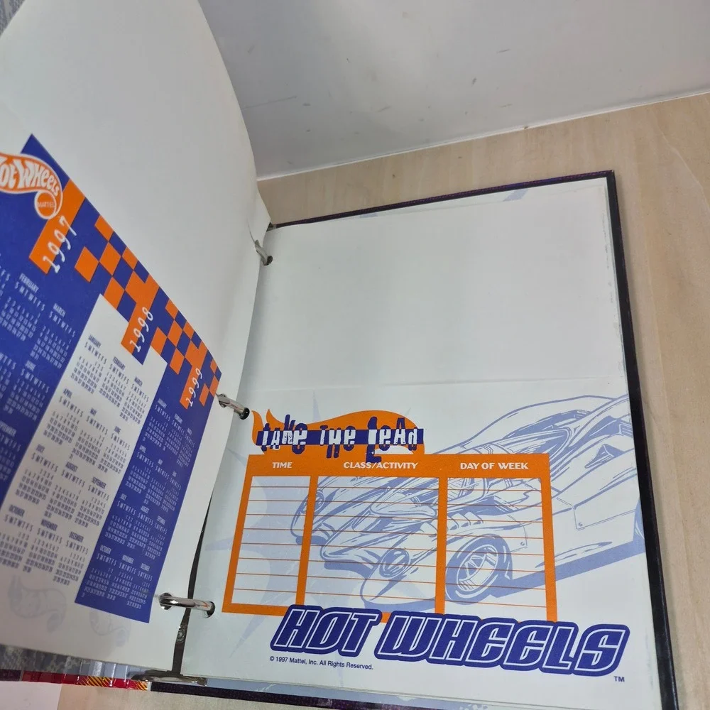 Vintage‎ 1997 Hot Wheels Mead Organizer Binder 3-Ring Burnin Rubber 29200 Purple